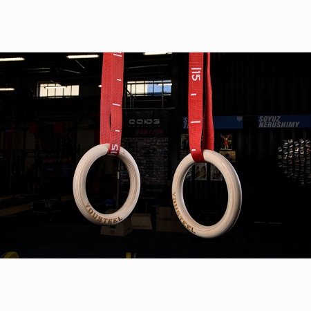 Купить Кольца гимнастические 32 мм красные стропы в Ханты-Мансийске 